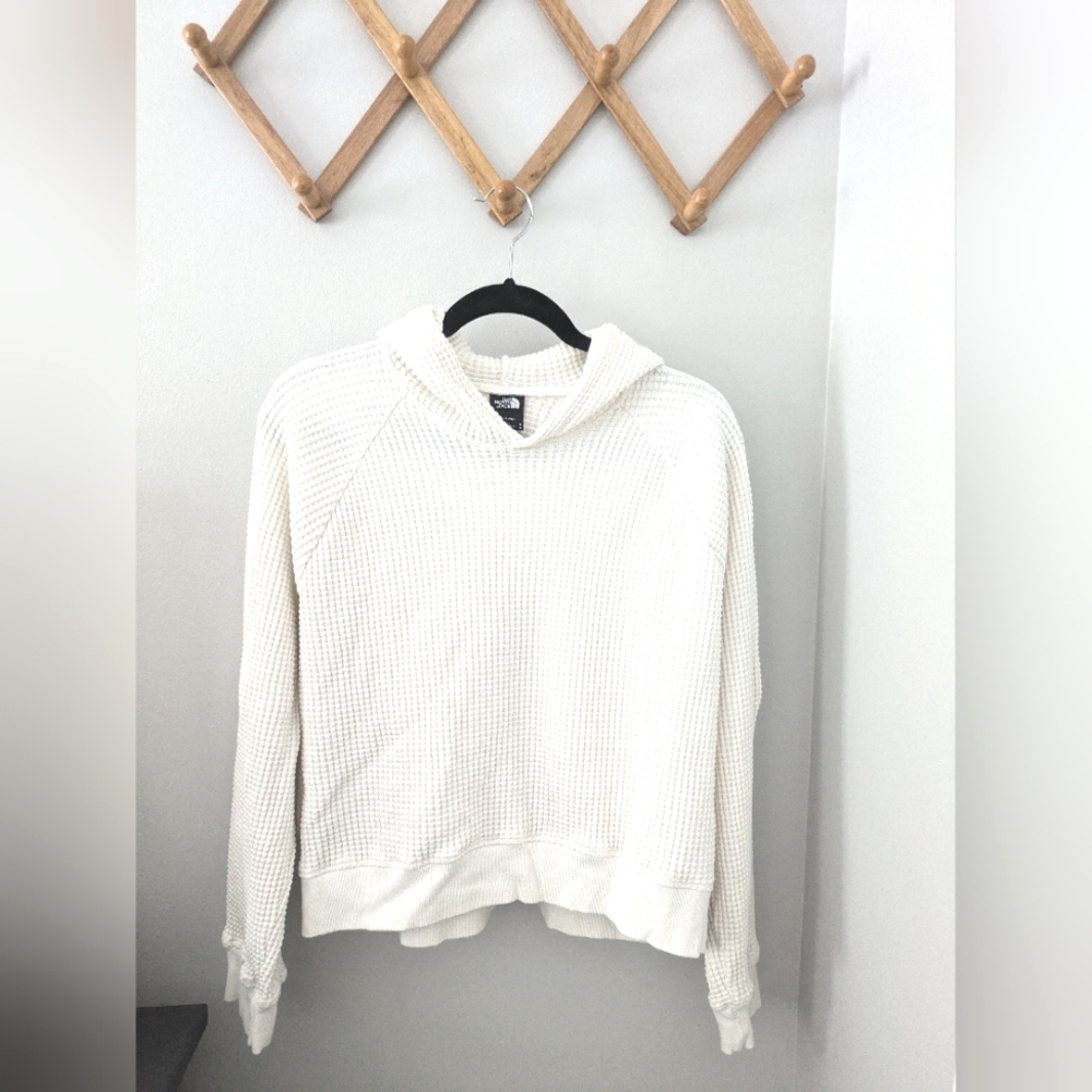 The North Face Waffle Knit Long Sleeve White Hoodie